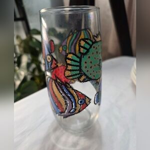 SOLD Vintage Libbey Tropical Fish Tumbler Colorful Glass